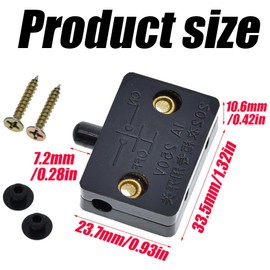 2Pcs Black Cabinet Lamp Switch, 12V 24V 110V Automatic Door Switch, Wardrobe Touch Switches, Closet Light Switch for Cabinets, Closet, Wardrobe