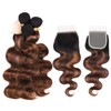 BQRIH F1B/30 Highlighted Body Wave Bundles with Closure 14 16