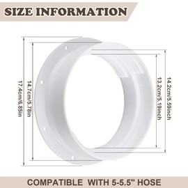 Innconee 1 Set White Dual Size Wall Mount Connector for Portable Ac Vent Ac Exhaust Hose Coupler for 5 and 5.5 Inches Hose Accessories Plug