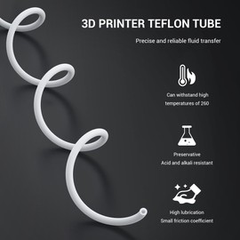 PTFE Tube 1M PTFE Teflon Bowden Tube Consumables PTFE Tube for 1.75mm Filament Bowden Extruder (Tube ID 2mm OD 4mm) Connector Tubing for 3D Printer (1M PTFE Tube, 1Pc, White)