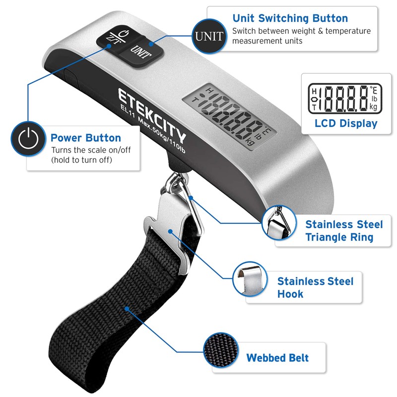 Etekcity Luggage Scale, Travel Essentials, Digital Suitcase Weight Scales for