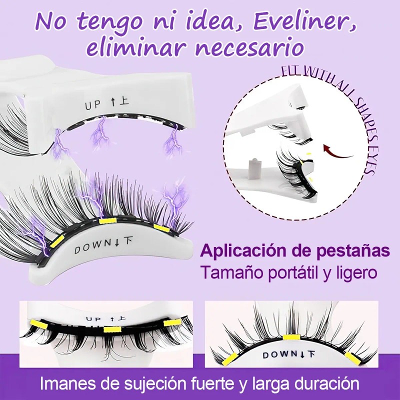 Kit De Pestañas Postizas Magnéticas Con Clip 2 Pares