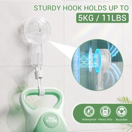 LUXEAR Suction Cup Hooks 6 Pack, Clear Suction Cup Hanger Waterproof Vacuum Damage-Free Suction Holder for Shower, Bathroom, Glass, Door, Windows, Kitchen Max Hanging up to 11 lbs on Smooth Surface