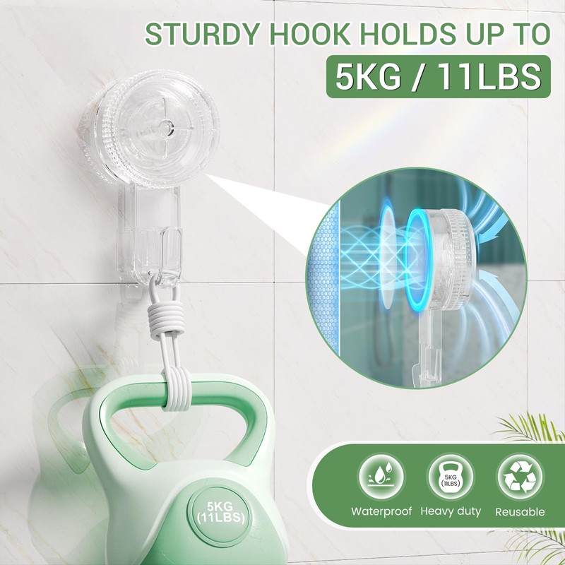 LUXEAR Suction Cup Hooks 6 Pack, Clear Suction Cup Hanger