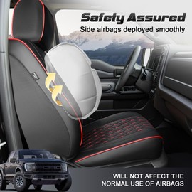 Umbrauto Custom Seat Covers for Ford F150, Faux Leather Pickup Truck Front Seatcovers for 2015-2024 Ford F150 SuperCrew/ 2017-2024 F250 F350 F450 Super Duty Crew Cab XL XLT Lariat King Ranch Platinum