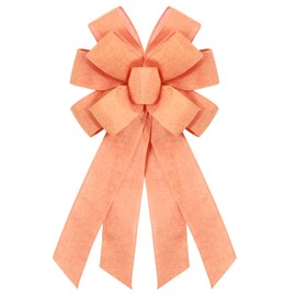 chmacura Orange Red Burlap Wreath Bow 20 x 11 Inches Easter Bows Baby Shower Farmhouse Ribbon Bow Tree Ornament for Home Front Door Decorations