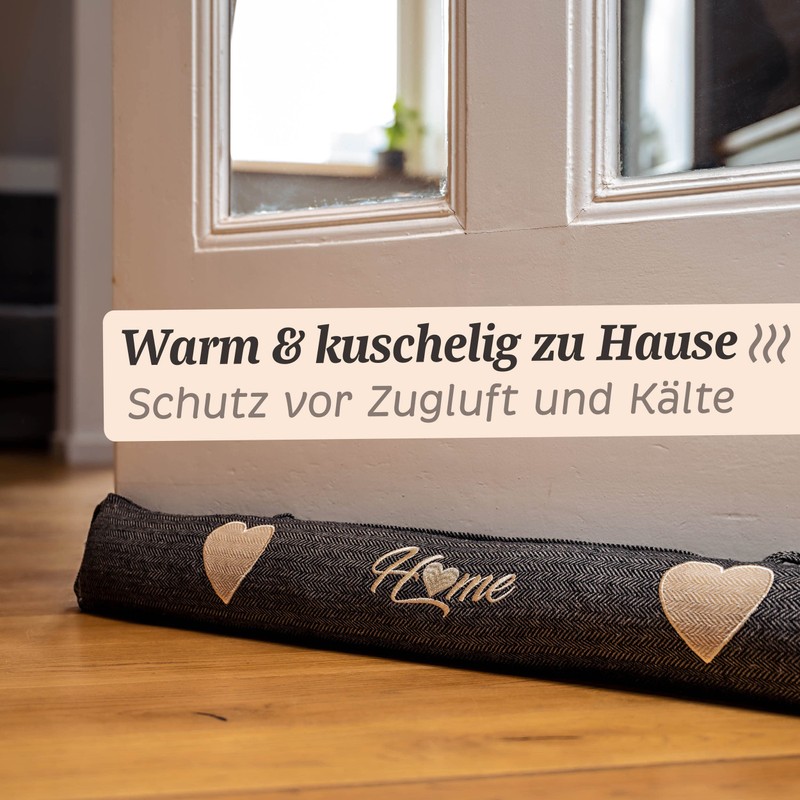 Draught Excluder, Grey, for Doors and Windows, Washable, 1 kg,