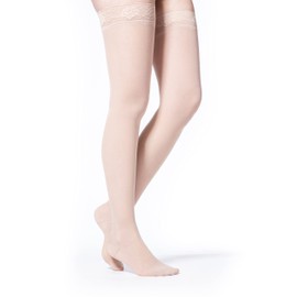 SIGVARIS Women’s Style Sheer 780 Closed Toe Thigh-Highs w/Grip Top 20-30mmHg - Warm Sand - Medium Short
