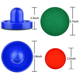 Coopay Air Hockey Pushers and Red Air Hockey Pucks, Goal Handles Paddles Replacement Accessories for Game Tables(4 Striker, 8 Puck Pack) (Blue and Green)