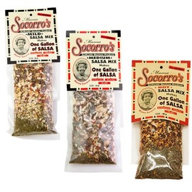 Mama Socorro’s Salsa Seasoning Variety Pack – 3 Pack – Mild, Medium & Hot – All-Natural, Gluten-Free, No MSG, No Preservatives – Makes 18 Jars of Salsa