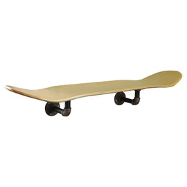 Floating Industrial Style Skateboard Deck Shelf with Pipe Mounting System – Custom Made Indoor Skate Shelving - Maple Wall Mount - 7.75" Stained Blue Bottom