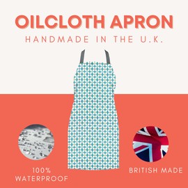 Jolee... Fabrics Wipe Clean PVC Coated Aprons - 100% Cotton Oilcloth - Adults and Childrens Sizes - Easy to Clean and Splash Proof Apron (Duck Egg Marguerite, Adult (75cm Length))