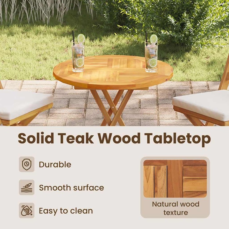 vidaXL Solid Teak Wood Round Table Top - 27.6" Diameter