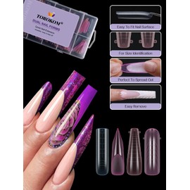 TOROKOM Dual Nail Forms for Poly Extension Gel, 96 PCS Colorful Nail Molds Reusable Nail Extension Forms for Builder Gel Manicure Design Salon DIY-12 Sizes