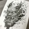 Summer Fashion Waterproof Realistic Temporary Tattoo Stickers: Oni, Dokkaebi, Hannya, Irezumi Designs Tattoo 2ea