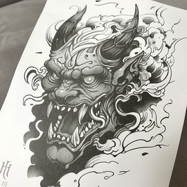 Summer Fashion Waterproof Realistic Temporary Tattoo Stickers: Oni, Dokkaebi, Hannya, Irezumi Designs Tattoo 2ea