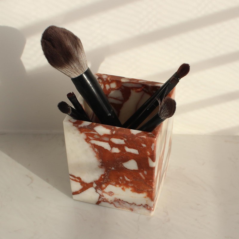 Nawgnail Natural Calacatta Viola Marble Toothbrush Holders for Bathroom, Marble