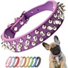 Pimaodog Spiked Studded Dog Collar, Adjustable Soft Leather Puppy Collar
