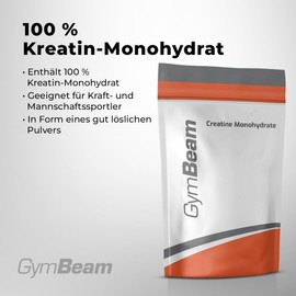 GymBeam GymBeam Kreatin Monohydrat Pulver - 100% Reines Kreatin-Monohydrat, ideal fr Kraft- und Mannschaftssportler, gut l?sliches Pulver, beliebt bei Kraftsportlern und HIIT-Fans (1000 g, Unflavored)