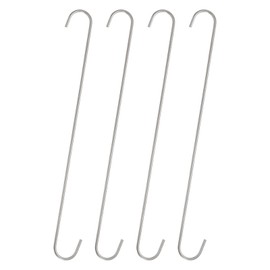 HARFINGTON 4pcs Long S Hooks 16 Inch Extra Long Metal S-Shaped Hanging Hooks High Manganese Steel S Hanger Storage Organizing Tool for Kitchen Garden Bathroom Garage Closet, Silver