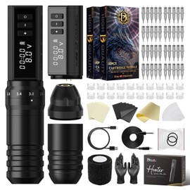 Tattoo Gun Kit - Kiss of Dragon Complete 2400mAh Rotary Tattoo Machine with 6 stroke length Options Dual batteries for longer working time