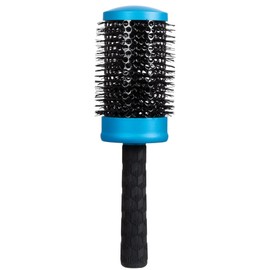 ForPro Expert Stylist Choice Nano Ceramic Hair Brush, 100% Natural Anion Bristle, Silicone Ergonomic Handle, 3" Ceramic Round Brush, Matte Blue