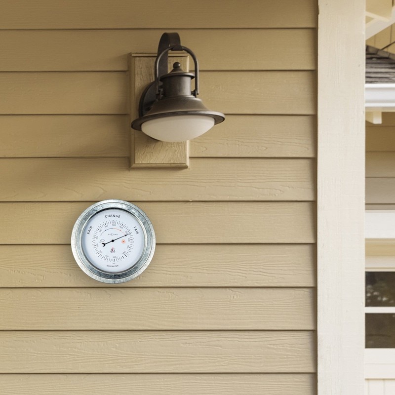NeXtime Outdoor Barometer, Diameter 22 cm, Metal, Galvanised "Orchid"