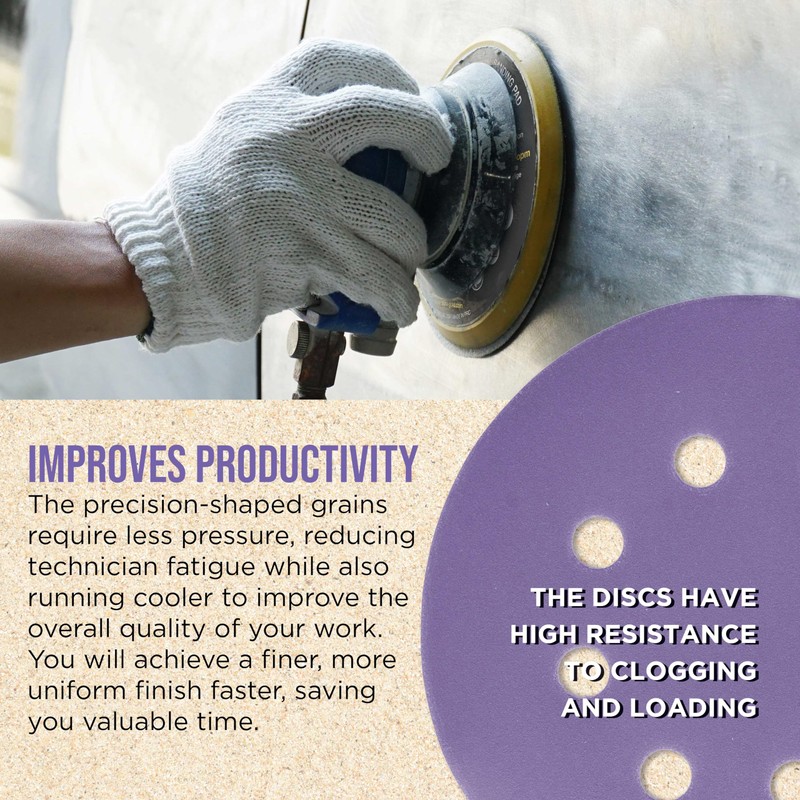 Dura-Gold Premium 800 Grit 5" Purple Film Ceramic Sanding Discs,