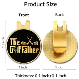 Hafhue The Golf Father Black Gold Golf Ball Marker with Magnetic Hat Clip, Funny Golf Accessories and Golf Gifts for Men Dad Grandpa, Birthday for Golf Fan Golfer Golf Lover