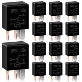 Relé de 5 Pines de 12 V, 12 V, 30 A Relé Multiusos para Automoción Relé de Arranque Negro Relé Resistente para Coche Accesorios de Repuesto para Motor de Coche (16 Piezas)