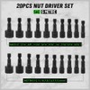 SWANLAKE 20PCS Power Nut Driver Set for Impact Drill, 1/4”