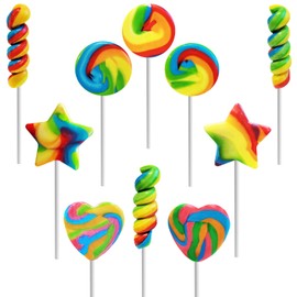 Fruidles Swirl and Twist Rainbow Lollipop and Ring Mix, Assorted Flavors, Great for Birthday Parties, Events, and Goody Bag Fillers, Party Favors, Individually Wrapped Suckers (12-Pack)