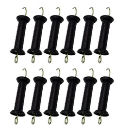 Plastic Electric Fence Gate Handle Insulators, Gate Handle with Spring (Black) (12)