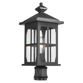 Darkaway Outdoor Post Lights, 21.3inch Large Exterior Post Lantern Lamp Waterproof Aluminum Housing Lamp with Seeded Glass, Fence Pole Deck Lighting for Garden Patio Pathway Driveway