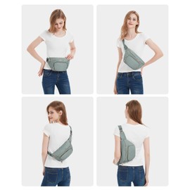 Bum Bag Women's Large Belt Bag Men with Additional Extension Belt Fashionable Waist Bag for Travel Hiking Running, gray