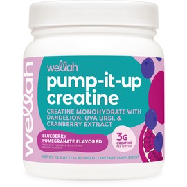 Wellah Pump-It-Up Creatine (100 Servings, Blueberry Pomegranate) - Creatine Monohydrate with Dandelion, Uva Ursi, & Cranberry Extract