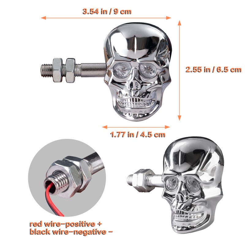Motorcycle Turn Signals Led Skull Blinkers 10mm Screw Indicator Light
