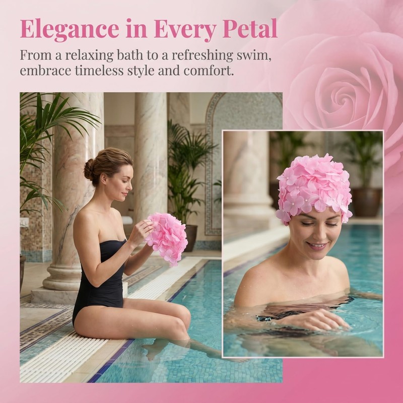 TOYANDONA Swim Cap - Floral Petal Stylish Flower Hat Bathing