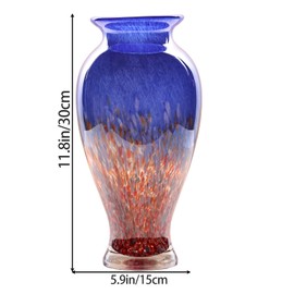 Blown Glass vase, Unique Glass vase, Colorful Bottle Decorative vase for Home Living Room Dining Table re Office Wedding entryway Desktop Decorative Flower vase. (Blue)