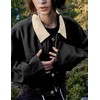 Megfie Womens Cropped Jacket Contrast Collar Utility Coat Cargo Jacket