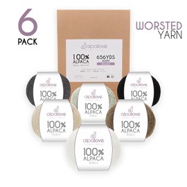 ALPALOVE Worsted Set (6 x 1.75 oz) Super Soft Baby Alpaca Knitting Yarn Snow Leopard 656 Yards