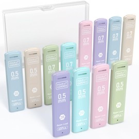 Four Candies 0.5/0.7mm 2B Lead Refills in Case, Pack of 720 PCS Black Break Resistant Mechanical Pencil Refills, 12 Tubes (6 of Each Size), 60 Pieces per Tube