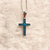 PELEIFA Blue Opal Cross Crucifix Necklace,Opal 925 Stering Silver Saint