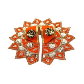 Designer Ladoo Laddu Gopal Dress Cloth Bhagwan Poshak of Indian God Bal Krishna Dev Vastra for Metal Idol Statue Indian Traditional Holi Festival Pooja Decoration(Size:-2-4 No. Dia:- 8")(Orange)
