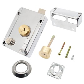 LDEXIN Home Safety Vertical Keyway Cylinder Deadbolt Rim Lock Set Exterior Door Anti-Theft Door Locks, Right Opened