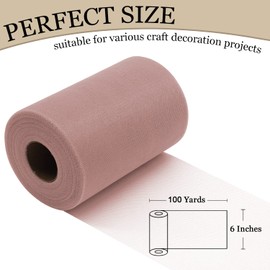 Ableme Deco Tulle Fabric Roll 6 Inches x 100 Yards (15cm x 91m) Tulle for Tutu Skirts Pom Poms Gift Wrapping Baby Shower Wedding Decor (Dusty Rose)