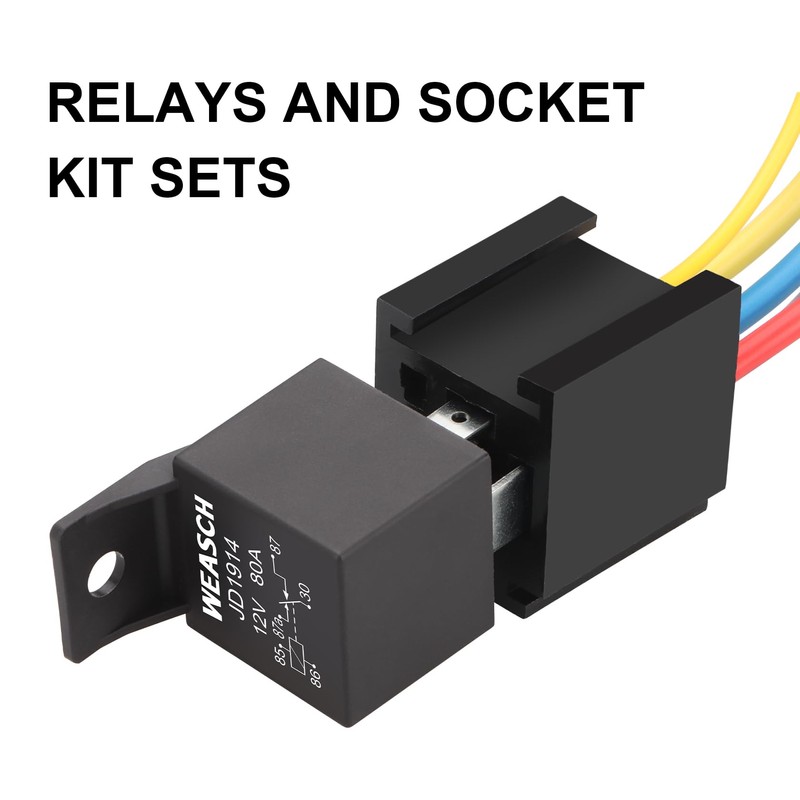 Weasch 12V JD1914 80A Heavy Duty Relay with Harness, 5-Pin