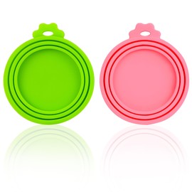 Lydia's Deal Can Covers for Pet Food Cans, Universal Silicone Can Lids BPA Free & Dishwasher Safe, Pet Food Can Lid Covers Fit Most Standard Size Canned Cat and Dog Food (Pink+Green)