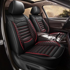 JIAMAOXIN Car Seat Covers fit for Dodge Charger 2007-2026: Leather Full Set Covers Waterproof Automotive Seat Protector (5 Seats, Black&Redline)