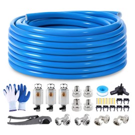 Shop Air Line Kit 3/4"×100'&200'&300' Compressed Air Line Kit, HDPE-Aluminum Piping Rapid Air System Garage Air Compressor Accessories Leak-Proof & Easy to Install